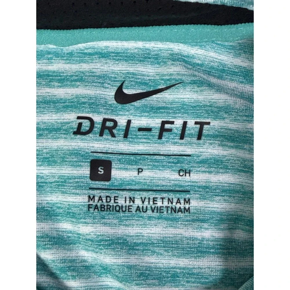 Nike Tiger Woods Dri-FIT Polo Shirt Mens Small Teal Blue Stripe Golf BQ6722-309